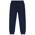 Boys Navy Blue Logo Joggers, 1, hi-res